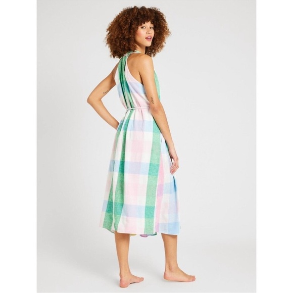 NWOT Mille Marilyn Plaid Pastel Midi Cotton Dress Pockets Resort Belt Sz S - Picture 4 of 9